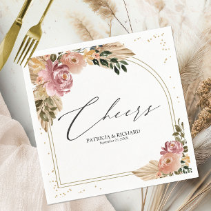Chic Neutral Colors Boho Floral Wedding Napkins Serviette