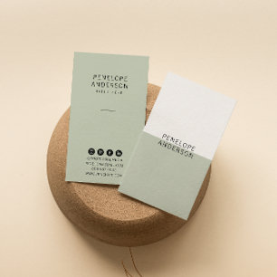 Chic Neutral Green Minimalistisch Modern Boho Tren Visitenkarte