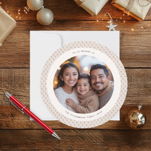 Chic Neutral Nordic Snowflake Foto Weihnachtskarte Karte