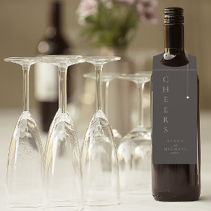 Chic Neutrals Wedding Cheers Charcoal ID1020 Flaschenanhänger