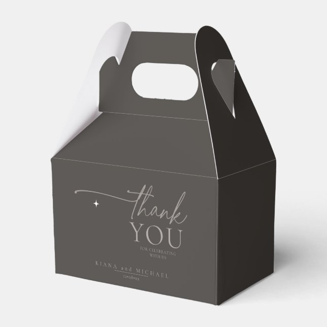 Chic Neutrals Wedding Danke Charcoal ID1020 Geschenkschachtel (Vorderseite)