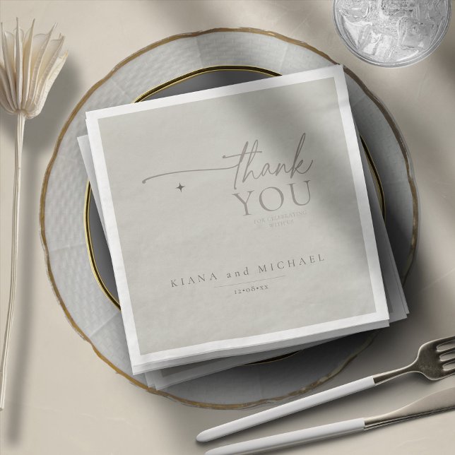 Chic Neutrals Wedding Danke Pastel Gray ID1020 Serviette (Von Creator hochgeladen)