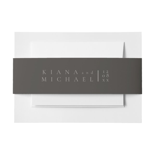 Chic Neutrals Wedding Details Kohle ID1020 Einladungsbanderole (Vorderseite Beispiel)