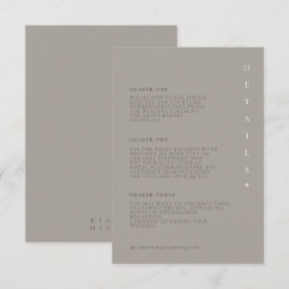 Chic Neutrals Wedding Details Taupe ID1020 Begleitkarte