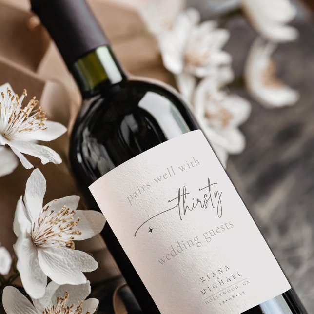 Chic Neutrals Wedding Spaß Powder ID1020 Weinetikett (Von Creator hochgeladen)