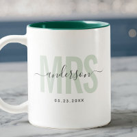 Chic New MRS Individuelle Name Wedding Date Sage G