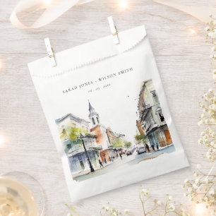 Chic New Orleans Louisiana Watercolor Wedding Geschenktütchen