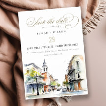 Chic New Orleans Louisiana Watercolor Wedding