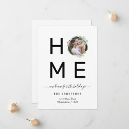 Chic New ZUHAUSE for Holidays Wreath Foto Moving Ankündigung