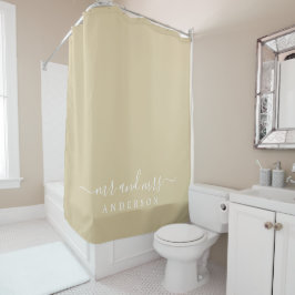 Chic Newlywed Mr. Beige Sand Monogram Duschvorhang