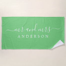 Chic Newlywed Mr. Monogram Summer Green Strandtuch