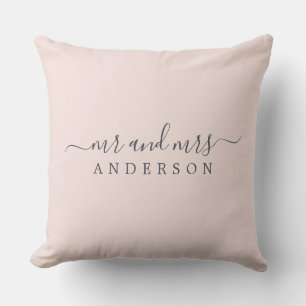 Chic Newlywed Mr. Pastel Pink Monogram Kissen