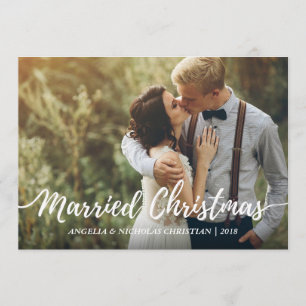 Chic Newlyweds Verheiratetes Weihnachtstypografie- Einladung