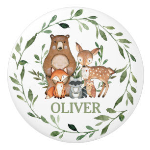 Chic Niedlich Woodland Tiere Grüne Kinderzimmer De Keramikknauf