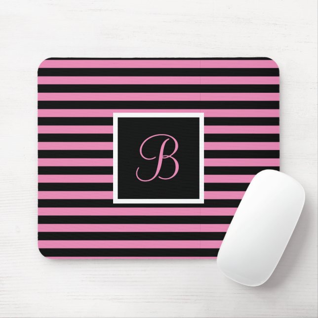 Chic Niedlicher Anfangsbuchstabe Rosa und Schwarz  Mousepad (Mit Mouse)
