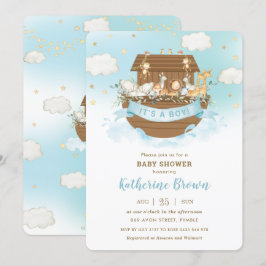 Chic Noahs Ark Niedlicher Tiere Boy Baby Shower In Einladung