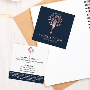 Chic Notary Loan Signing Agent Rose Gold Moderne Quadratische Visitenkarte