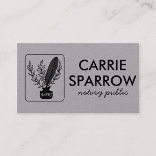 Chic Notary Public Inkpot Quill Botanisches Logo Visitenkarte