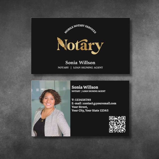 Chic Notary Public Loan Signing Foto QR Code Visitenkarte (Von Creator hochgeladen)