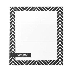 CHIC NOTEPAD_BLACK/WHITE GEOMETRIC ZIGZAG NOTIZBLOCK