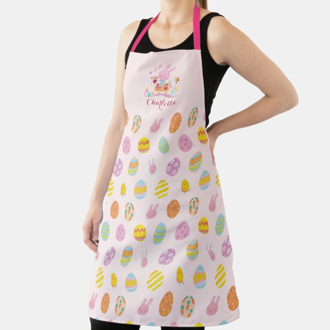 Chic Oaster Pink Bunny Garden Eggen Muster Schürze (InSitu)