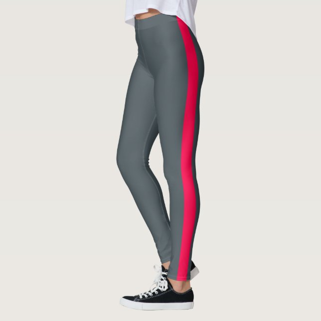 Chic Obsidian Grey Bright Pink Side Panel Leggings (Links)