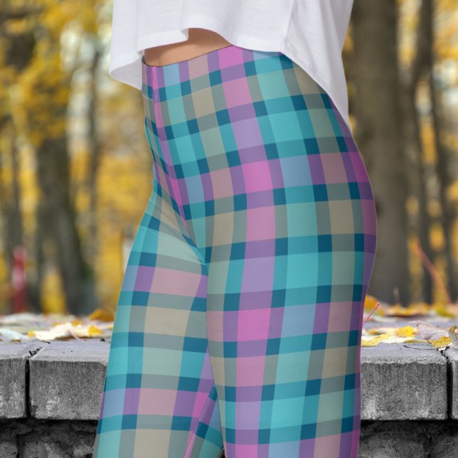 Chic Ocean Blue Karo Muster Leggings (Chic Ocean Blue Check Pattern Leggings)