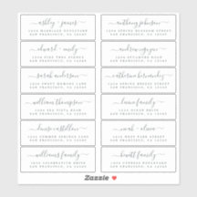 Chic Off-Black Script Wedding Guest Address Labels