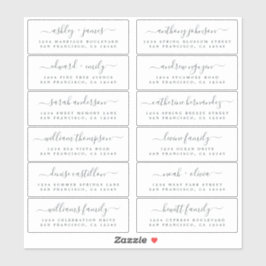 Chic Off-Black Script Wedding Guest Address Labels