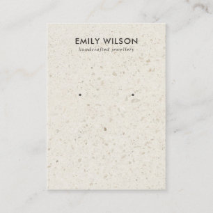 CHIC OFF WHITE TERRAZZO STUD OARRING DISPLAD CARD VISITENKARTE