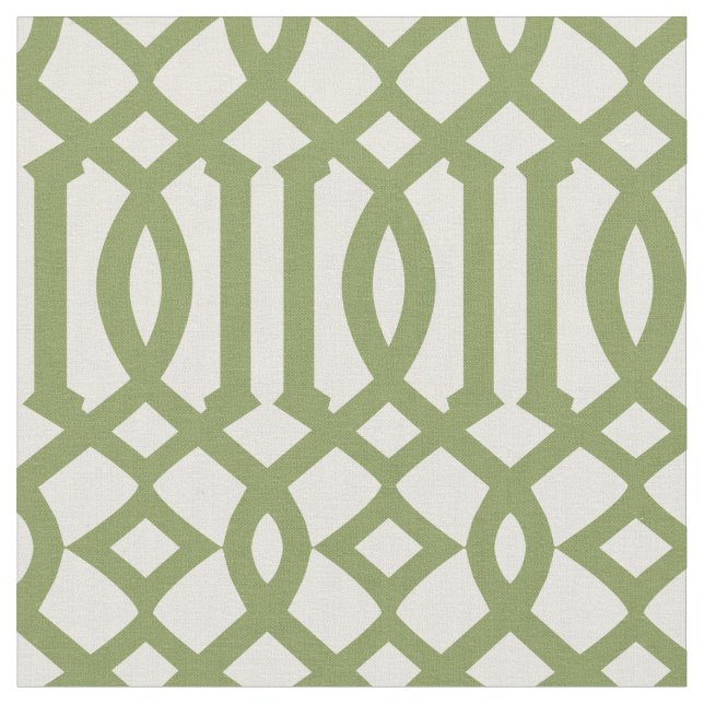 Chic Olive Green und Ivory Trellis Muster Stoff (Nahaufnahme)