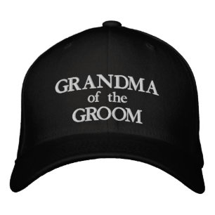 Chic Oma der Groom-Schwarz-Weiß-Hochzeit Bestickte Baseballkappe