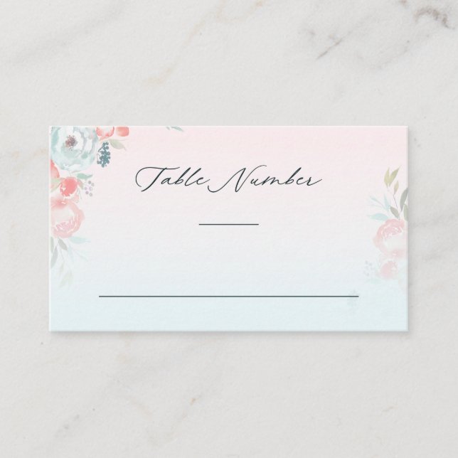 Chic Ombre French Garden Wedding Tischnummer Platzkarte (Vorderseite)