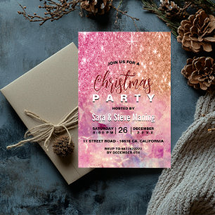 Chic ombre Rose rot Rosa Glitzer Weihnachten Einladung