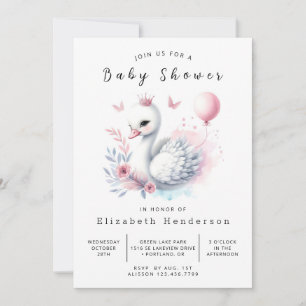 Chic Online Swan Baby Dusche Einladung