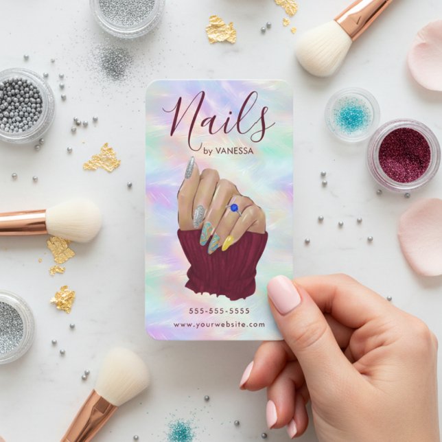 Chic Opal Manicurist Artist Nail Studio Modern Visitenkarte (Von Creator hochgeladen)