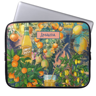 Chic orange blau türkis sizilianisch Zitruskollage Laptopschutzhülle