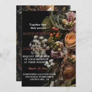 Chic orange Blumen Einladung