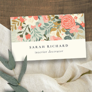 Chic Orange Blush Aquamarin Blue Green Ambrosia Fl Visitenkarte