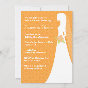Chic Orange Bridal Dusche Einladung