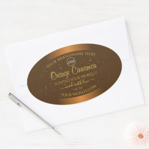 Chic Orange Brown Étiquette Gold Parties scintilla