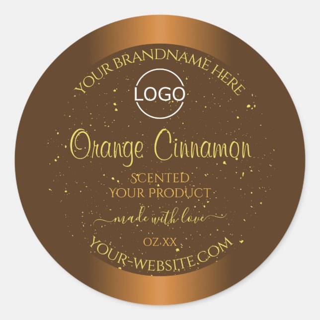 Chic Orange Brown Étiquette Gold Parties scintilla (Devant)