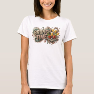 Chic Orange BRUNCH TIME Künstlerisches Motiv T-Shirt