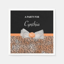 Chic Orange Cheetah Print Niedlich Rose Bow Party 