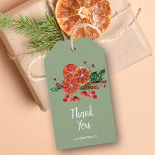 Chic Orange Scheiben und Zimt Sticks Herbst Geschenkanhänger