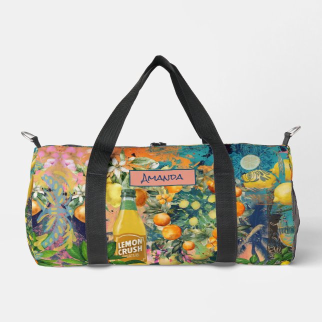 Chic orange sicilian citrus Collage Blumenziegel Duffle Bag (Vorderseite)
