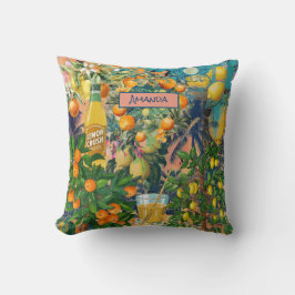 Chic orange sicilian citrus Collage Blumenziegel Kissen