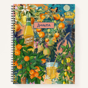 Chic orange sicilian citrus Collage Blumenziegel Notizbuch