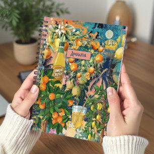 Chic orange sicilian citrus Collage Blumenziegel Notizbuch