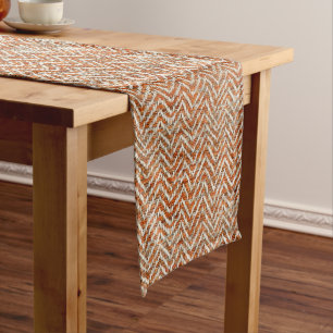 Chic orange Zickzack Muster Großer Tischläufer